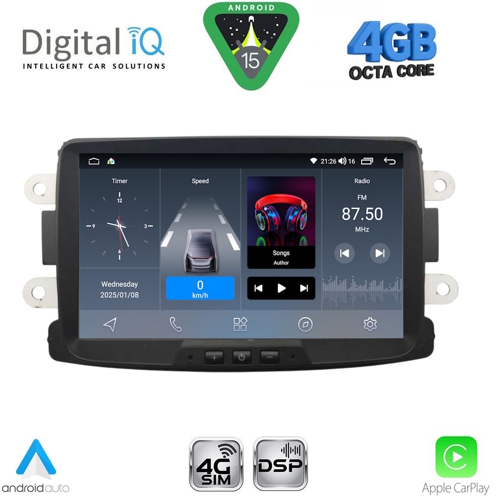BLG433_15 DIGITAL IQ BLG 433_CPA (8" DECK) MULTIMEDIA SYSTEM for DACIA mod. 2012-2019 – RN CAPTURE mod. 2013-2021 - Image 1