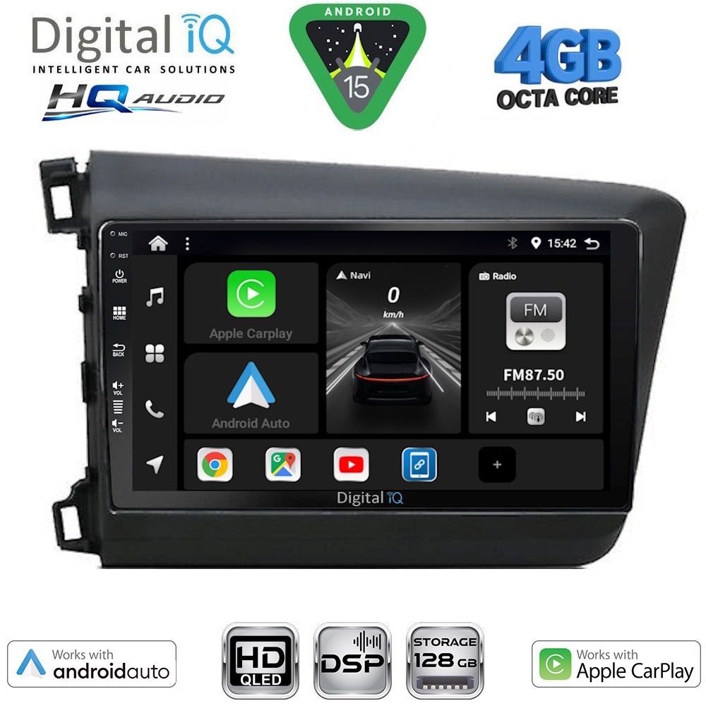 BXK71904D-15 DIGITAL IQ BXK 191904D_CPAA (9inc) MULTIMEDIA TABLET for HONDA CIVIC 4Doors mod. 2012-2016 - Image 1