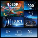 TOPLEO HY450 PORTABLE 1080P LED 900 ANSI SMART PROJECTOR - Image 4