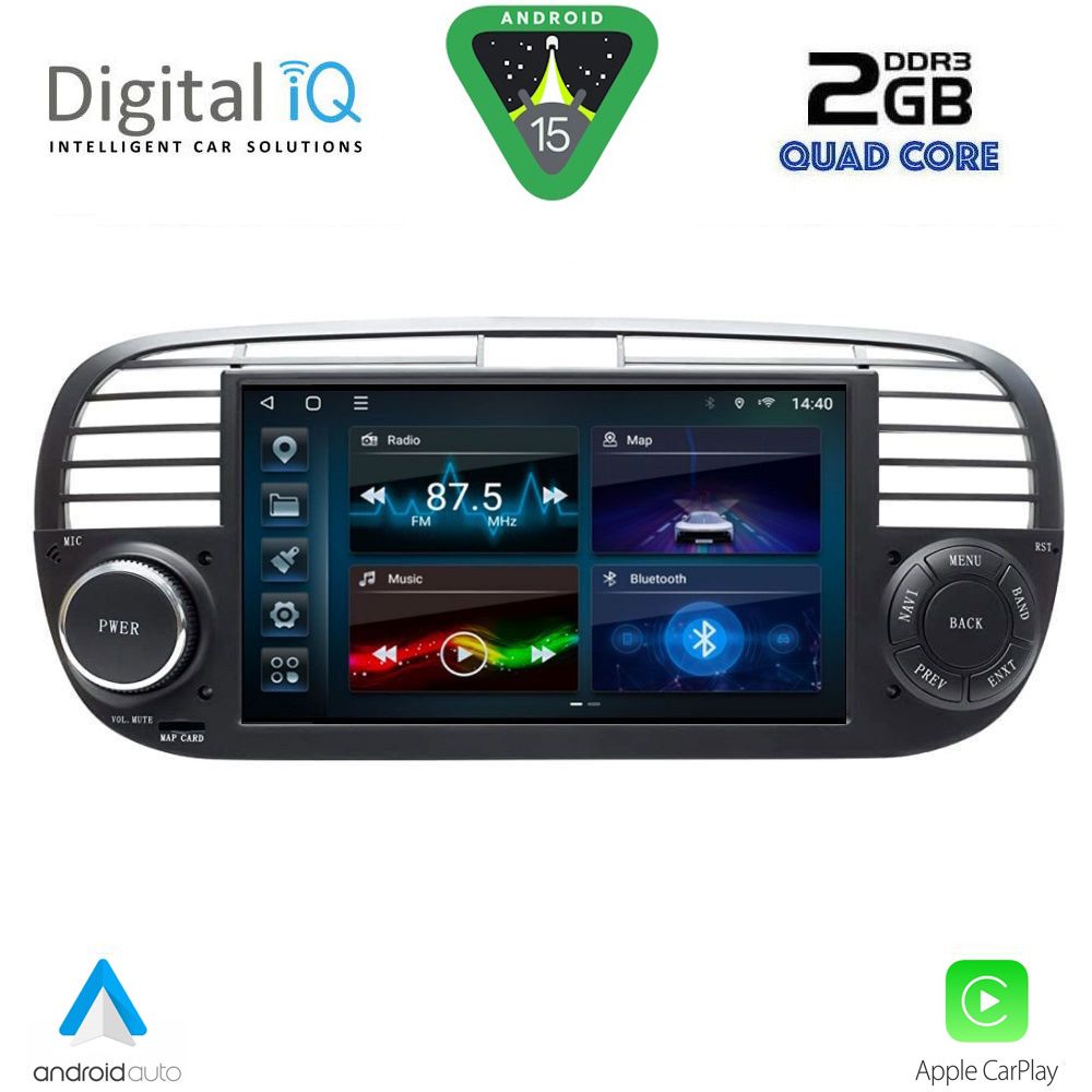BLD265BL_15 DIGITAL IQ BLD 265BL_CPA (7" DECK) MULTIMEDIA SYSTEM for FIAT 500 mod. 2007-2015 (BLACK) - Image 1