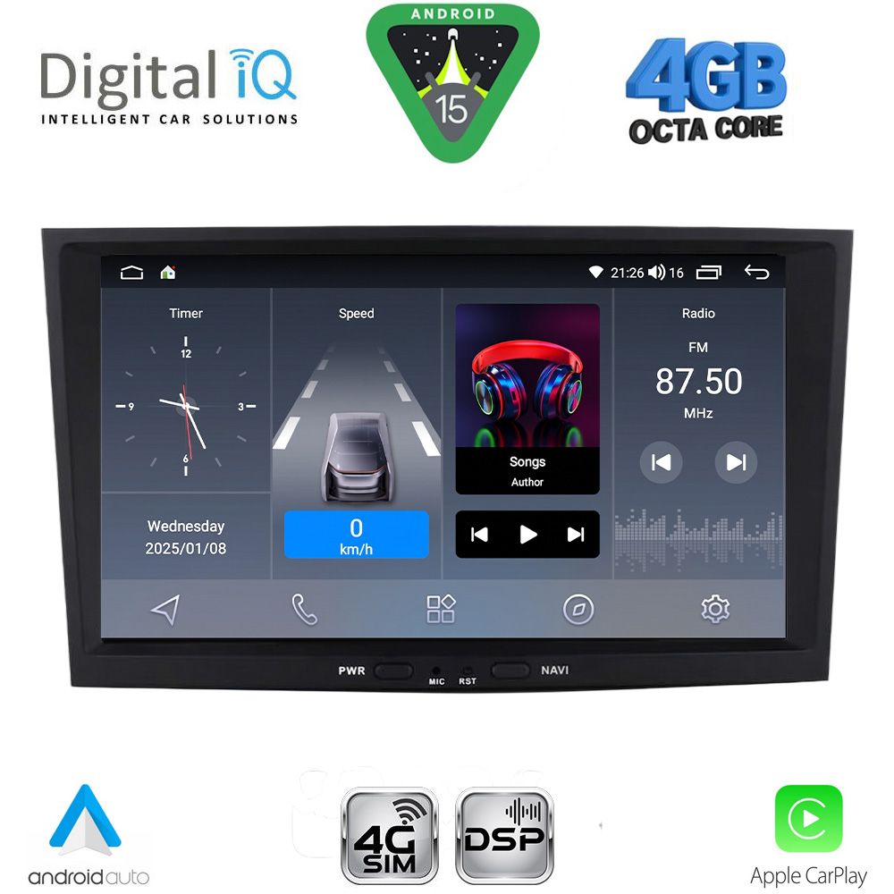 BLG418BL-15 DIGITAL IQ BLG 418BL_CPA (8" DECK) MULTIMEDIA SYSTEM for OPEL ALL mod. 2004-2014 (BLACK) - Image 1