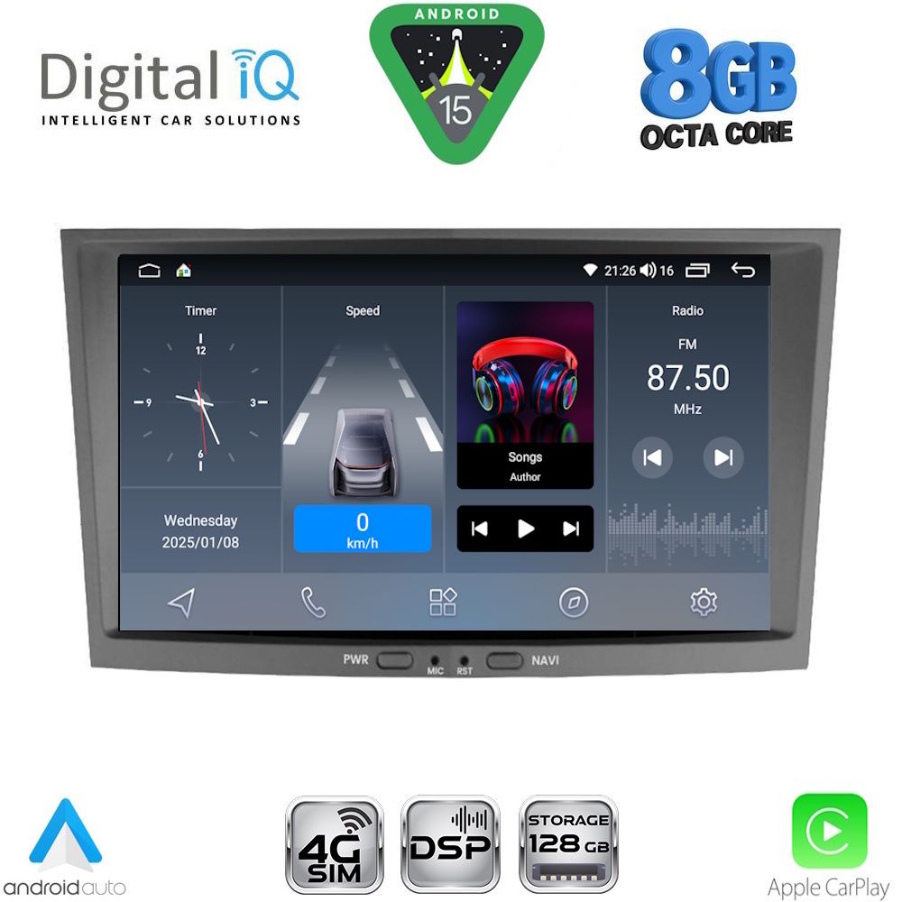 BLM718GR_15 DIGITAL IQ BLM 718GR_CPA (8" DECK) MULTIMEDIA SYSTEM for OPEL ALL mod. 2004-2014 (GRAY) - Image 1