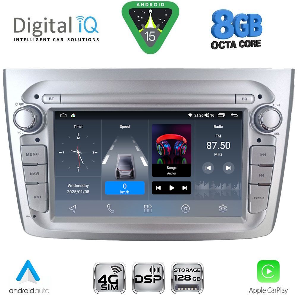 BLM757SL-15 DIGITAL IQ BLM 757SL_CPA (7" DECK) MULTIMEDIA OEM for ALFA ROMEO MITO mod. 2008-2018 (SILVER) - Image 1