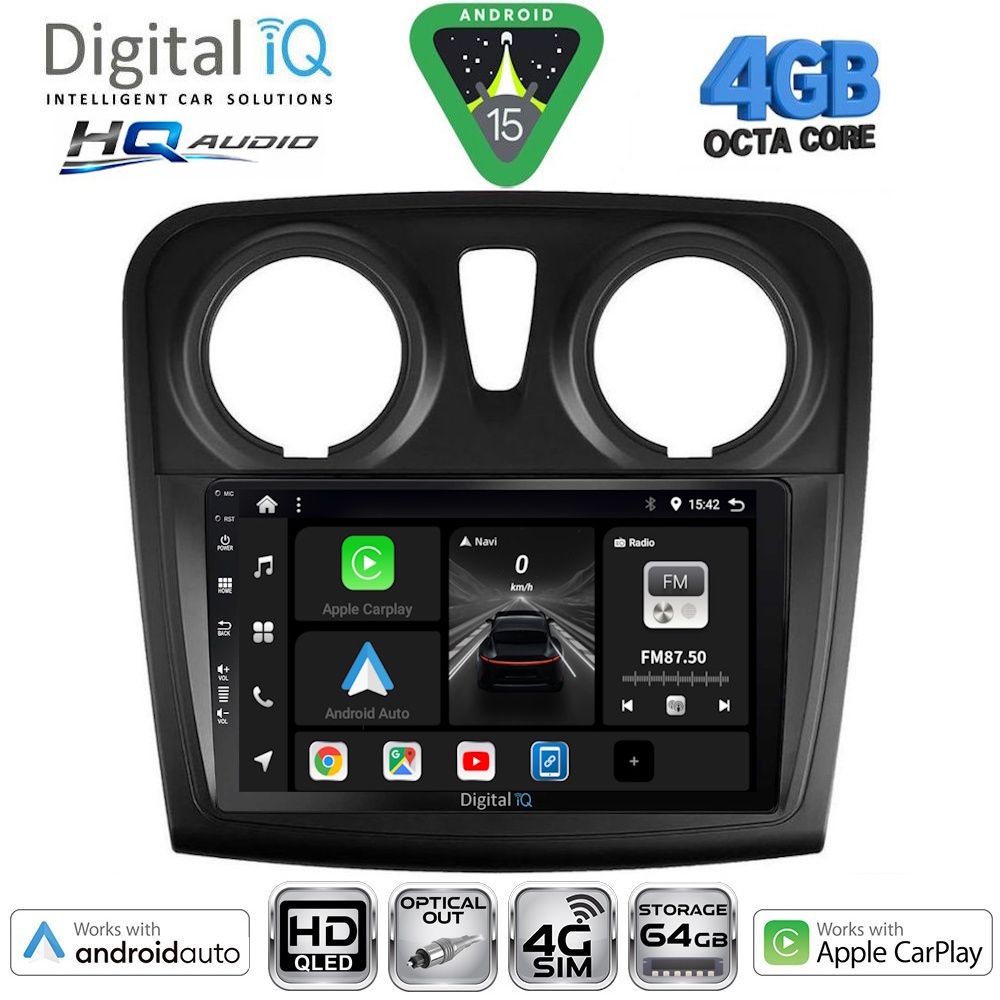 BXK19108-15 DIGITAL IQ BXK 19108_CPAA (9inc) MULTIMEDIA TABLET for DACIA LOGAN – SANDERO mod. 2012-2019 - Image 1