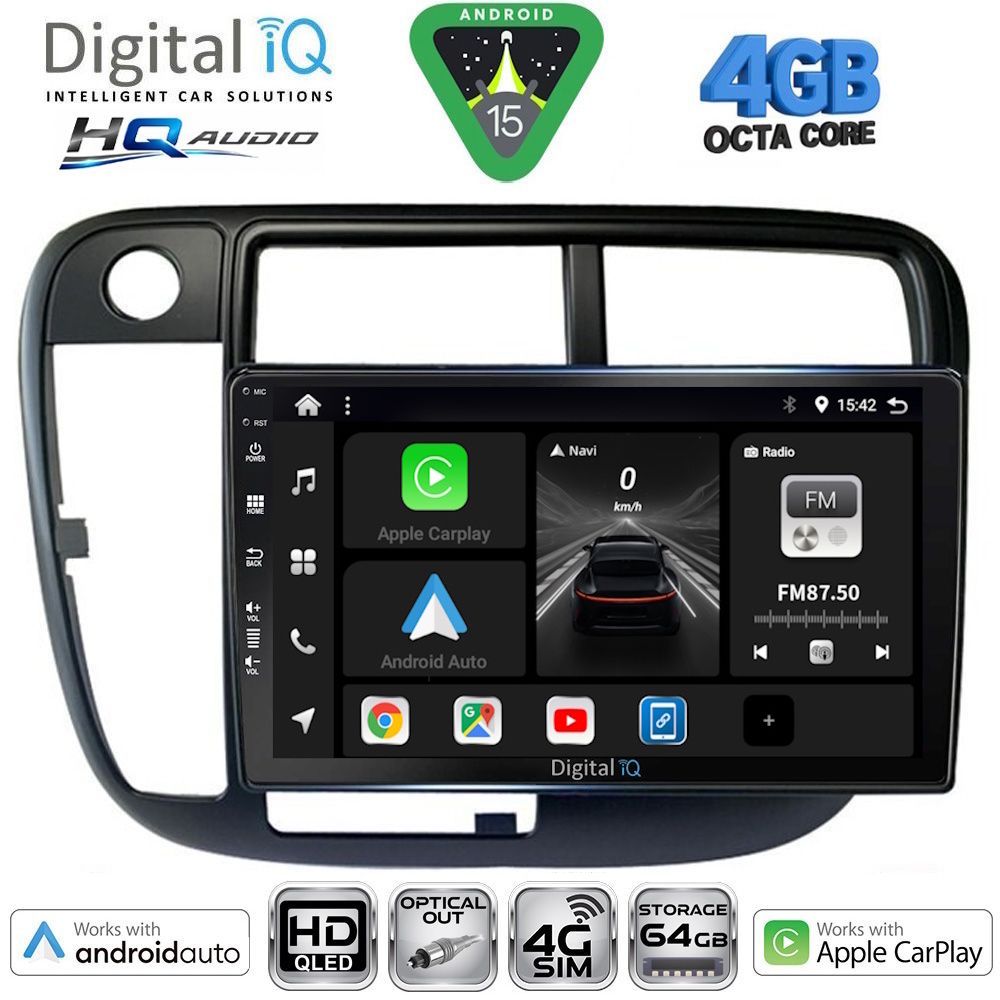 BXK19186CL-15 DIGITAL IQ BXK 19186_CPAA CLIMA (9inc) MULTIMEDIA TABLET for HONDA CIVIC mod. 1995-2001 - Image 1