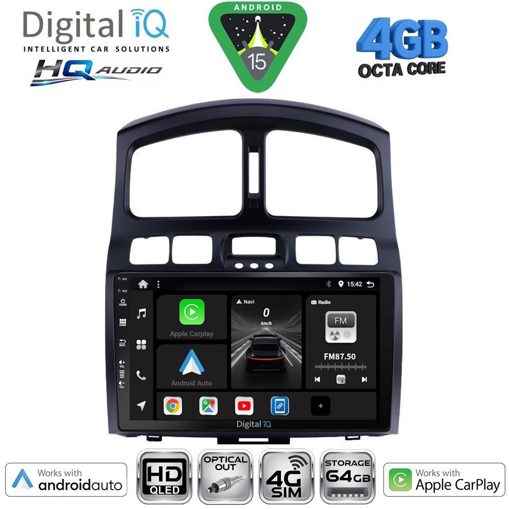 BXK19236-15 DIGITAL IQ BXK 19236_CPAA (9inc) MULTIMEDIA TABLET for HYUNDAI SANTA FE mod. 2003-2006 - Image 1