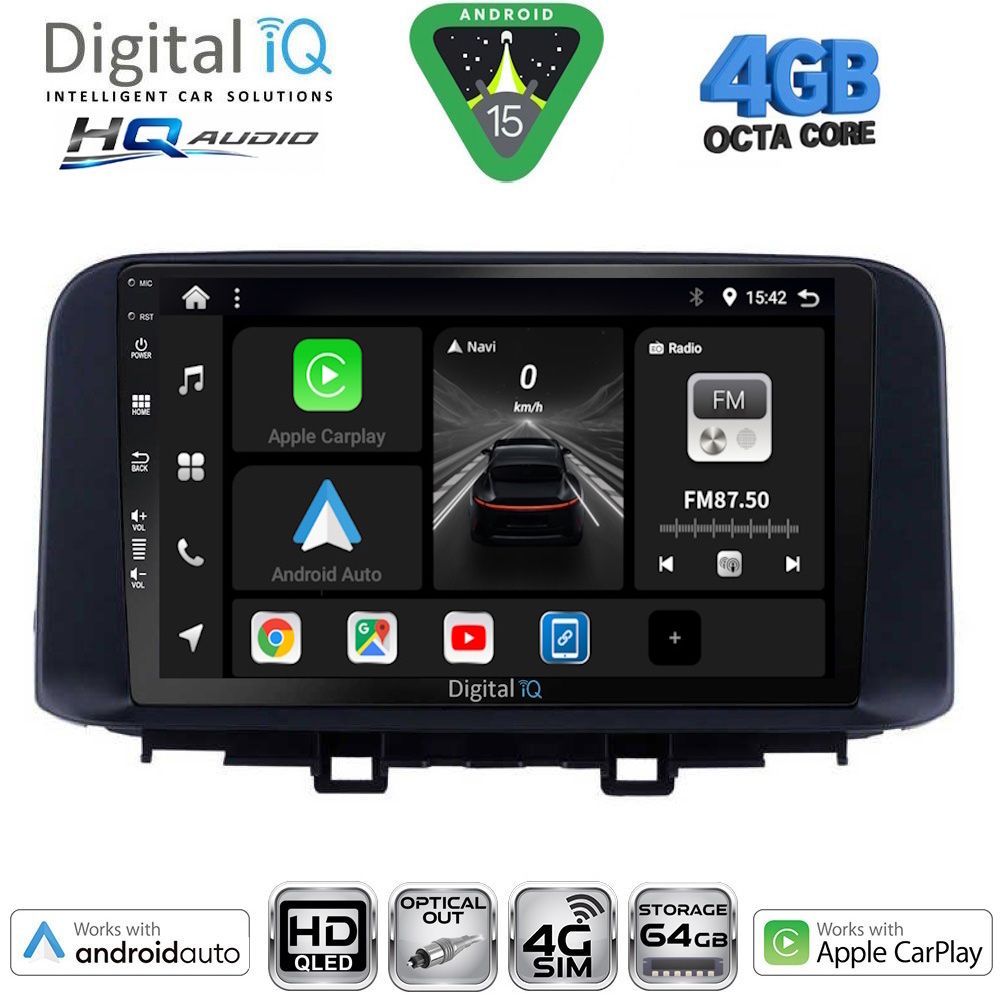 BXK19237-15 DIGITAL IQ BXK 19237_CPAA (10inc) MULTIMEDIA TABLET for HYUNDAI KONA mod. 2017-2023 - Image 1