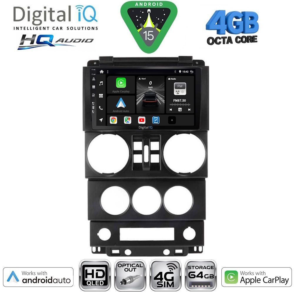 BXK19294-15 DIGITAL IQ BXK 19294_CPAA (9inc) MULTIMEDIA TABLET for JEEP WRANGLER mod. 2006-2011 - Image 1