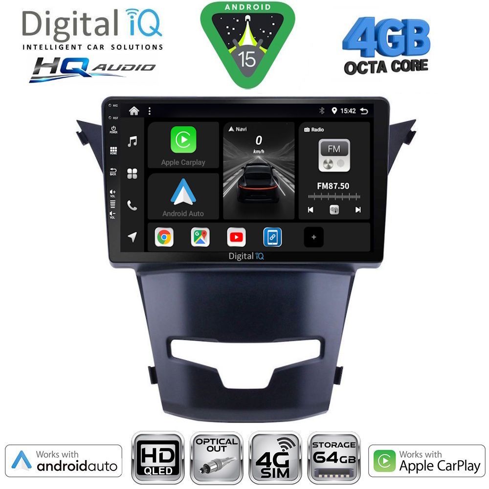 BXK19653-15 DIGITAL IQ BXK 19653_CPAA (9inc) MULTIMEDIA TABLET for SSANGYONG KORANDO mod. 2014-2019 - Image 1
