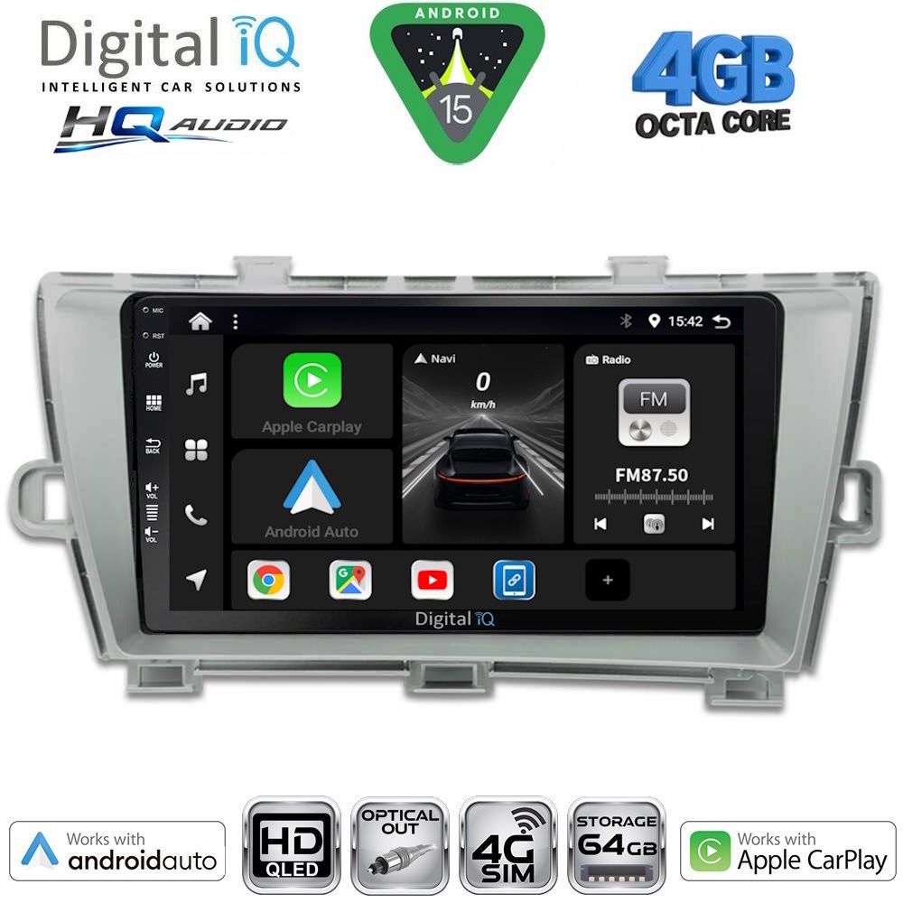 BXK19726-15 DIGITAL IQ BXK 19726SL_CPAA (9inc) MULTIMEDIA TABLET for TOYOTA PRIUS mod. 2009-2015 (SILVER) - Image 1