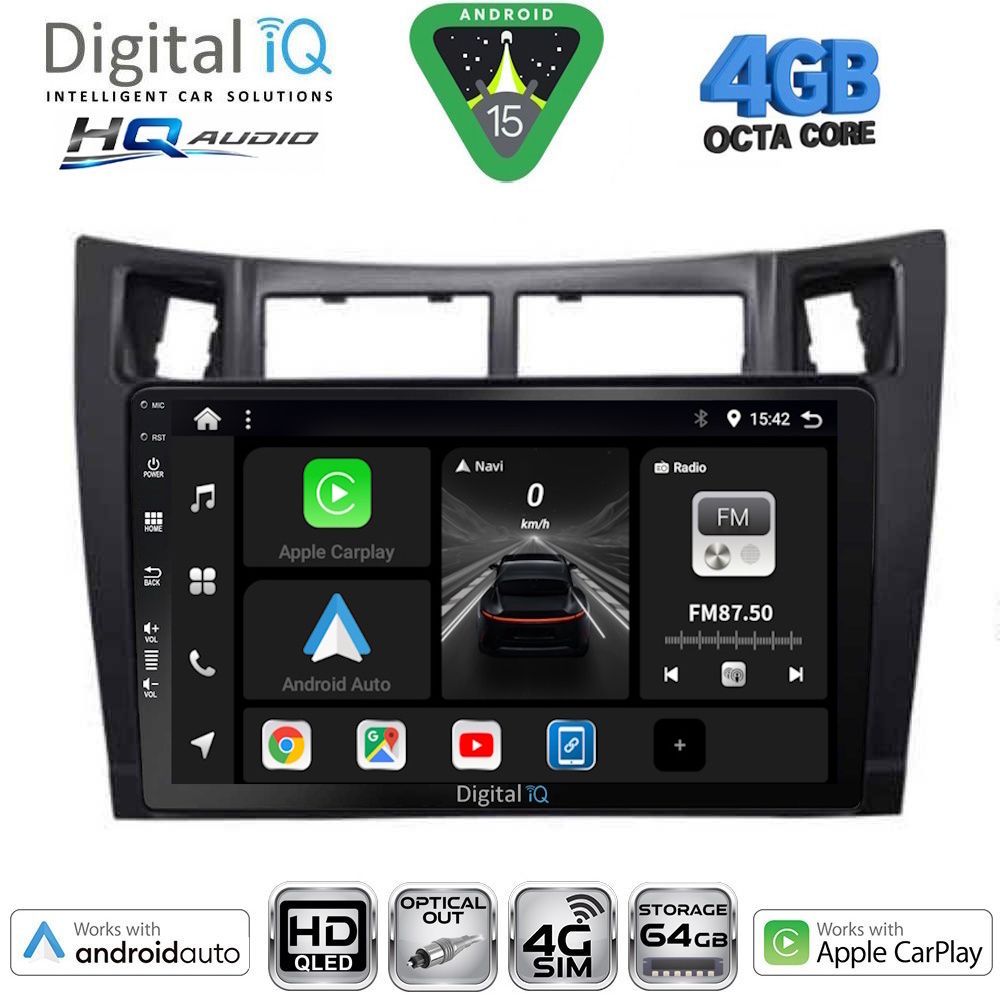 BXK19736-15 DIGITAL IQ BXK 19736BL_CPAA (9inc) MULTIMEDIA TABLET for TOYOTA YARIS mod. 2006-2011 (BLACK) - Image 1