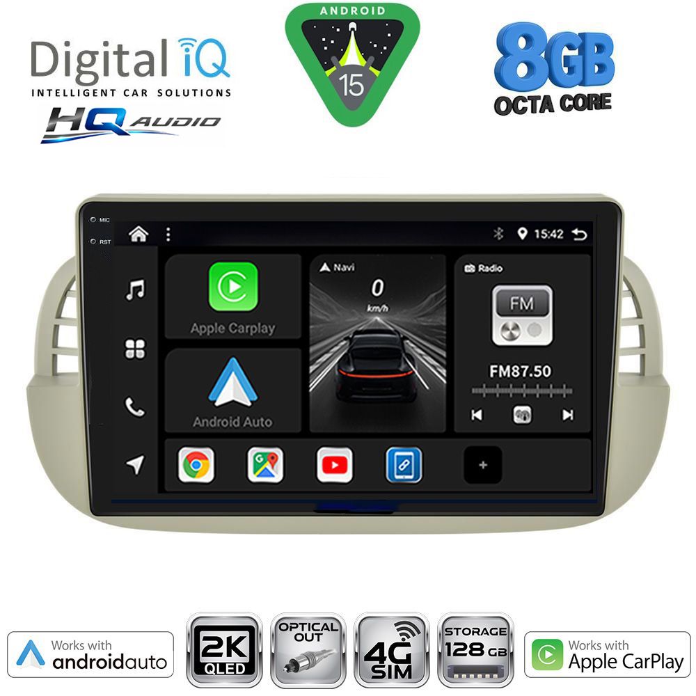 BXK20130BG_15-1 DIGITAL IQ BXK 20130BG_CPAA (9inc) MULTIMEDIA TABLET for FIAT 500 mod. 2007-2015 (BEIGE) - Image 1