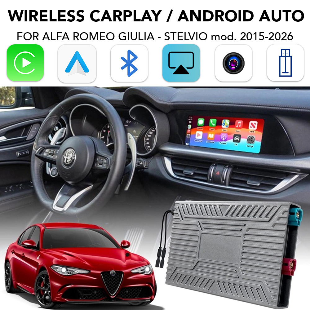 Digital_iQ_Carplay_AR749F_CPA_001 DIGITAL IQ AR 749F CPA (INTERFACE WIRELESS CARPLAY / ANDROID AUTO BOX for ALFA ROMEO GIULIA - STELVIO mod. 2015-2026 with 2 CAMERAS) - Image 1