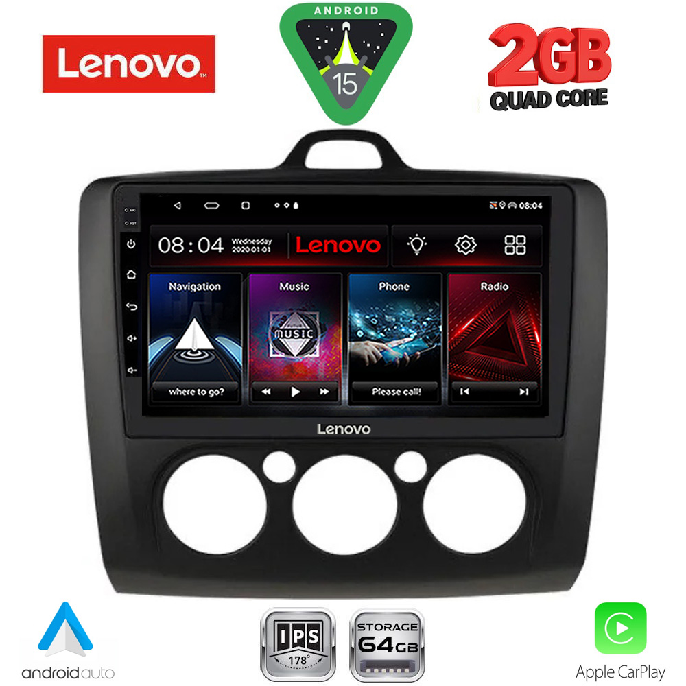 LVD2156ΒL-AC_15 LENOVO LVD 2156BL_CPA A/C (9inc) MULTIMEDIA TABLET for FORD FOCUS mod. 2005-2012 (BLACK) - Image 1