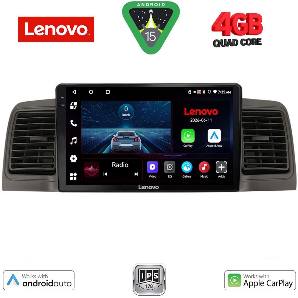 LVE7712_15 LENOVO LVE 8712GR_CPAA (9inc) MULTIMEDIA TABLET for TOYOTA COROLLA mod. 2001-2006 (GREY) - Image 1