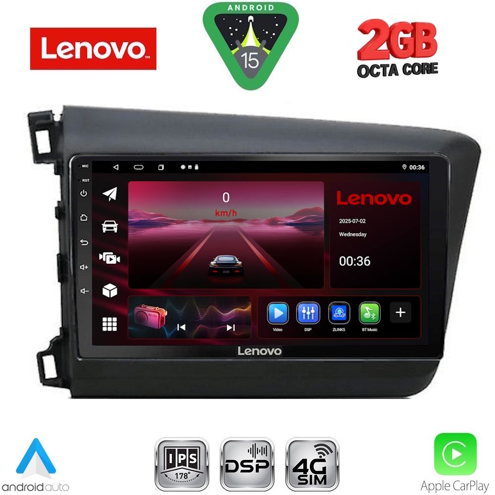 LVF51904D_15_ LENOVO LVF 51904D_CPA (9inc) MULTIMEDIA TABLET for HONDA CIVIC 4Doors mod. 2012-2016 - Image 1