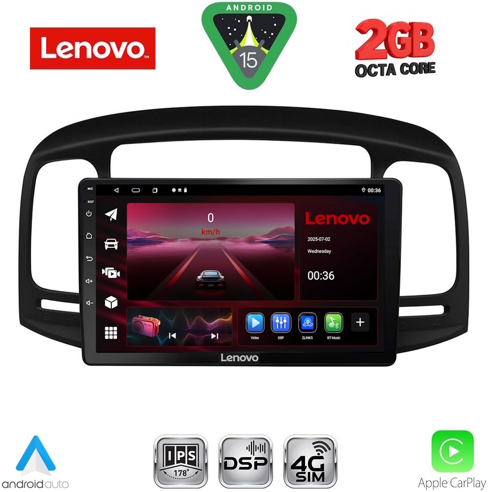 LVF5249BL_15_ LENOVO LVF 5249BL_CPA (9inc) MULTIMEDIA TABLET for HYUNDAI ACCENT mod. 2005-2012 (BLACK) - Image 1