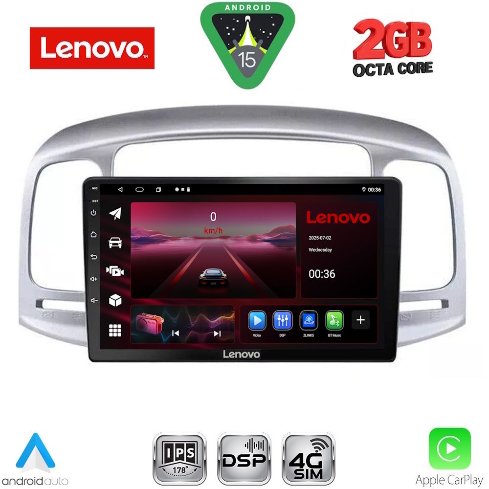 LVF5249_15_ LENOVO LVF 5249SL_CPA (9inc) MULTIMEDIA TABLET for HYUNDAI ACCENT mod. 2005-2012 (SILVER) - Image 1