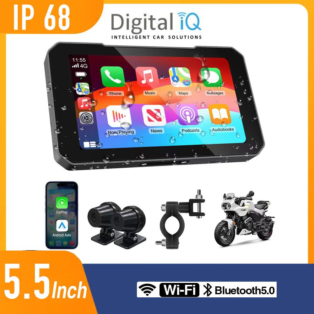 PNA5500_5_5Inch-Portable-GPS-Navigation-Motorcycle-IPX68_01 DIGITAL IQ PNA 5500_CPA (5.5inc) MOTORCYCLE CARPLAY-ANDROID AUTO (with TPMS - 2 DVR CAMERAS) - Image 1