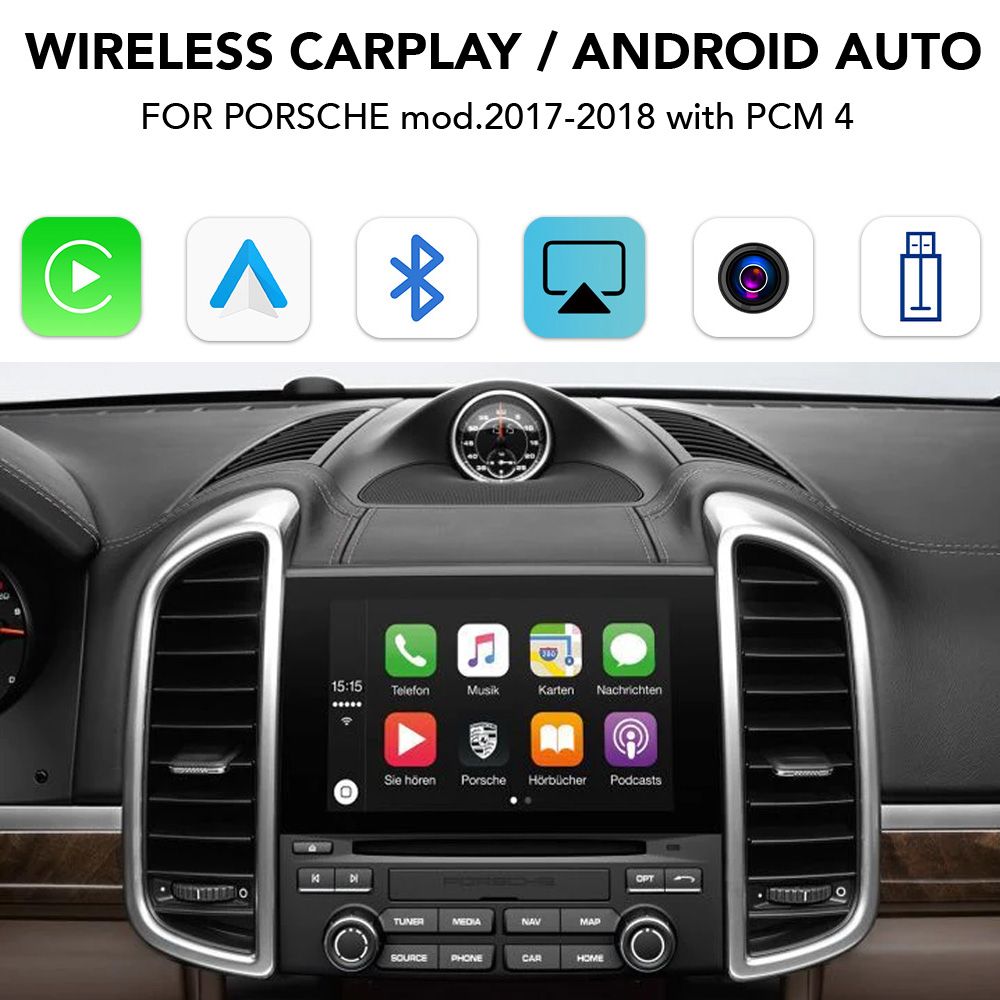 PR262_CPAA DIGITAL IQ PR 012W_CPA (WIRELESS CARPLAY / ANDROID AUTO BOX with 2 CAMERA IN for PORSCHE mod. 2017-2018 with PCM 4) - Image 1