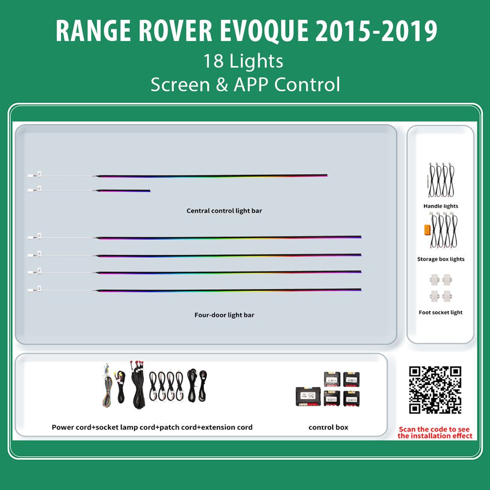 RANGE_ROVER_EVOQUE-2015-19_Ambient_18_light_01 DiQ AMBIENT RANGE ROVER EVOQUE LR07 (Digital iQ Ambient Light for RANGE ROVER EVOQUE mod. 2015-2018 with 18 Lights) - Image 1