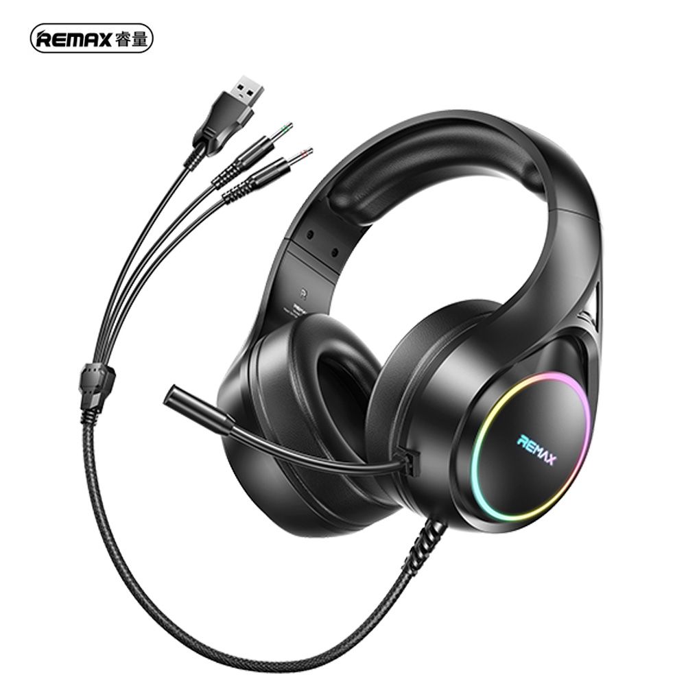 REMAX_RM708_01 REMAX RM-708 (BLACK) RGB WIRED HEADSET - Image 1