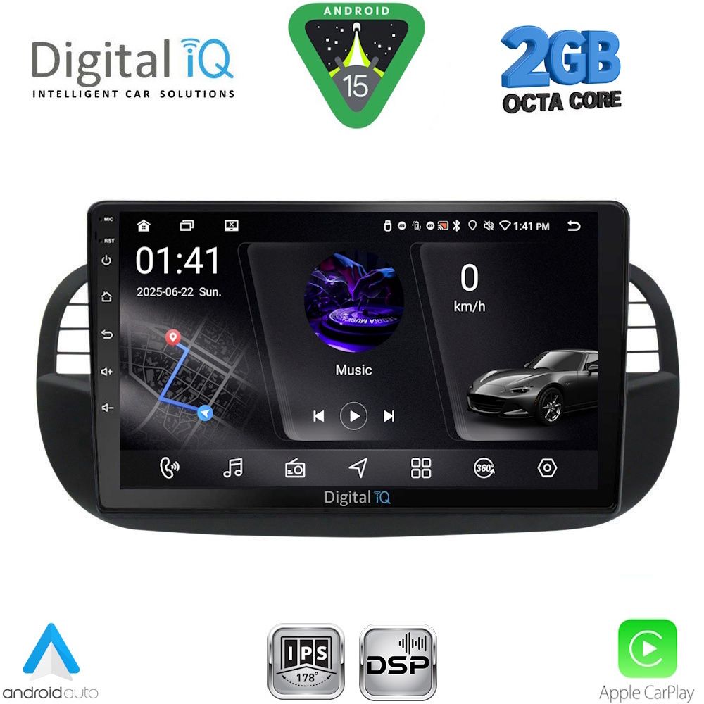 RSF4130_15 DIGITAL IQ RSF 4130BL_CPA (9inc) MULTIMEDIA TABLET for FIAT 500 mod. 2007-2015 (BLACK) - Image 1