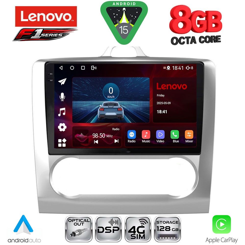SSR10156CL_15 LENOVO SSR 10156SL_CPA CLIMA (9inc) MULTIMEDIA TABLET for FORD FOCUS mod. 2005-2012 (SILVER) - Image 1