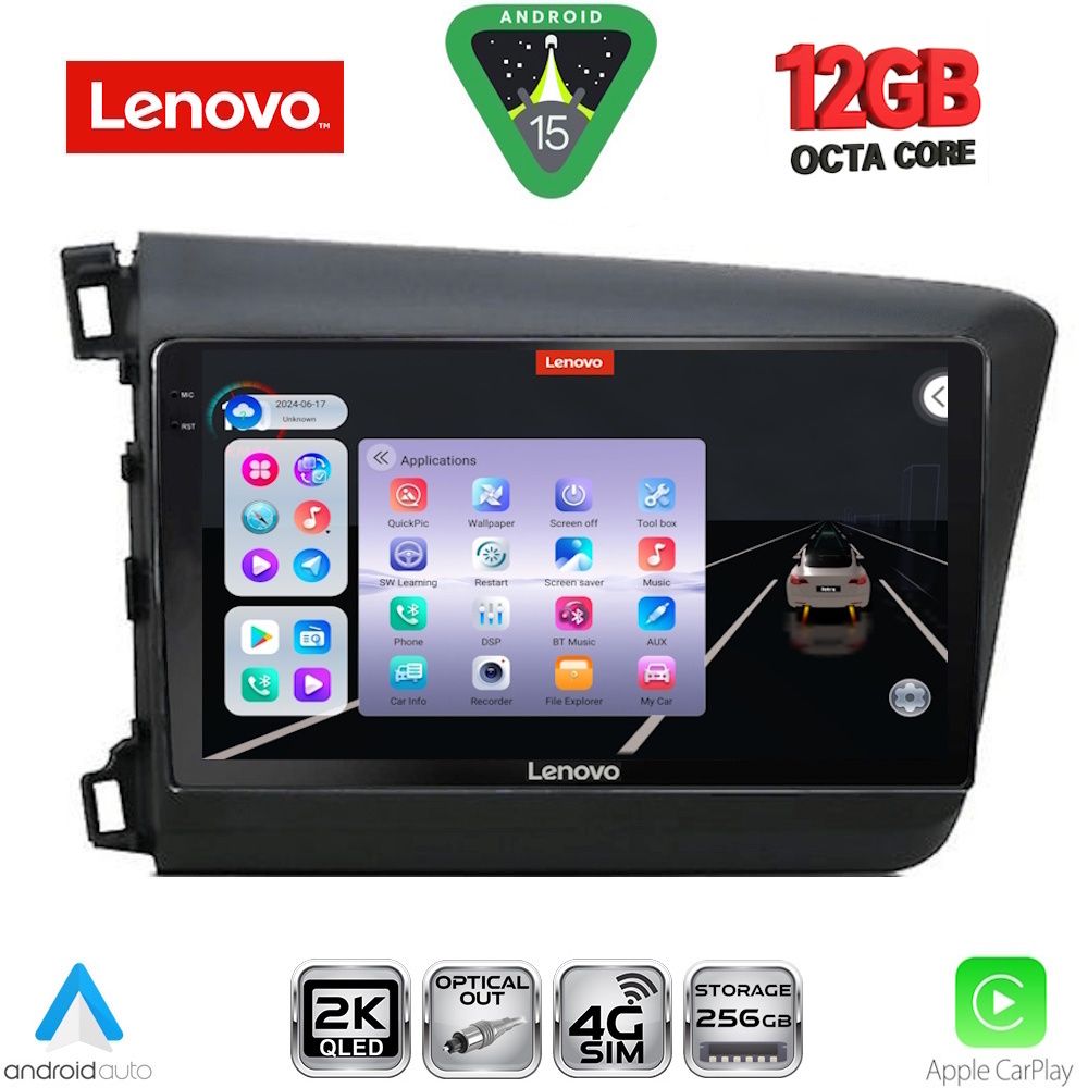 SSZ121904D_15 LENOVO SSZ 121904D_CPA (9inc) MULTIMEDIA TABLET for HONDA CIVIC 4Doors mod. 2012-2016 - Image 1
