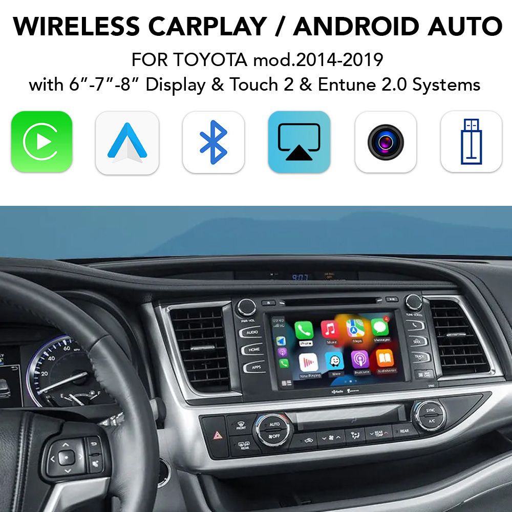 Toyota_touch2_entune2_Carplay_Android_auto_interface_01 DIGITAL IQ TΥ 280_CPA (WIRELESS CARPLAY / ANDROID AUTO BOX for TOYOTA mod. 2014-2019 with Touch 2 & Entune 2 System) - Image 1