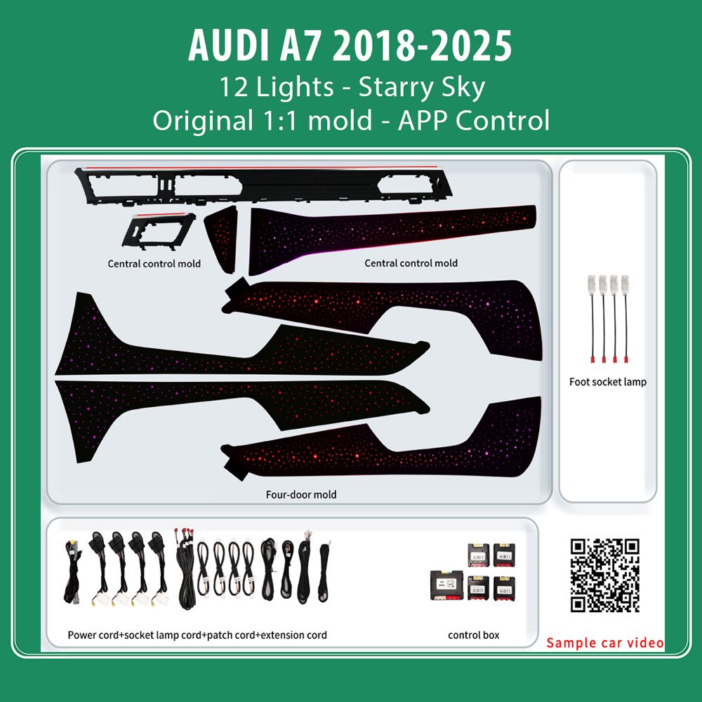 AUDI_A7_2018-25_Ambiernt_12_Lights_Starry_Sky_01 DIQ AMBIENT AUDI A7 STARRY SKY TRIM (Digital iQ Ambient Light for Audi A7 mod. 2018-2025 with 12 Lights, Starry Sky) - Image 1