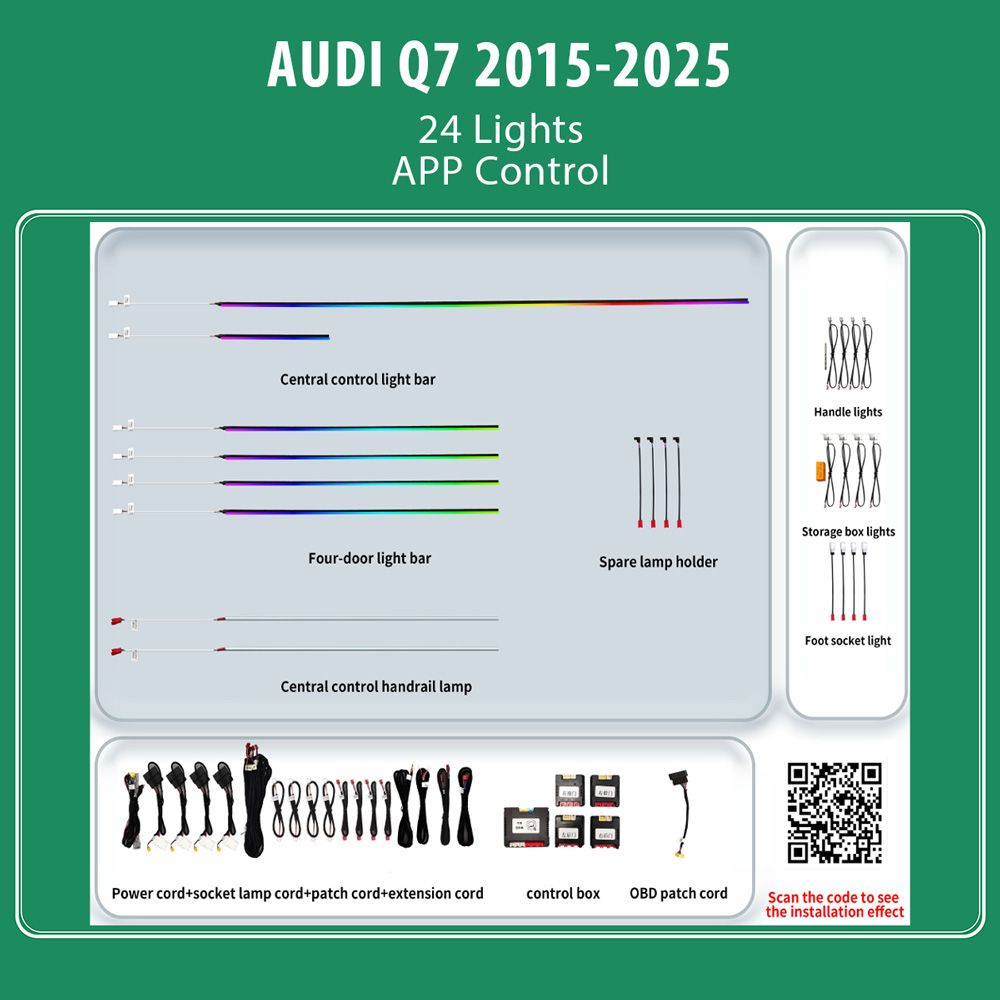 AUDI_Q7_2015-25_Ambiernt_24_Lights_01 DIQ AMBIENT AUDI Q7 HC-AD05 (Digital iQ Ambient Light for Audi Q7 mod. 2015-2025 with 24 Lights) - Image 1