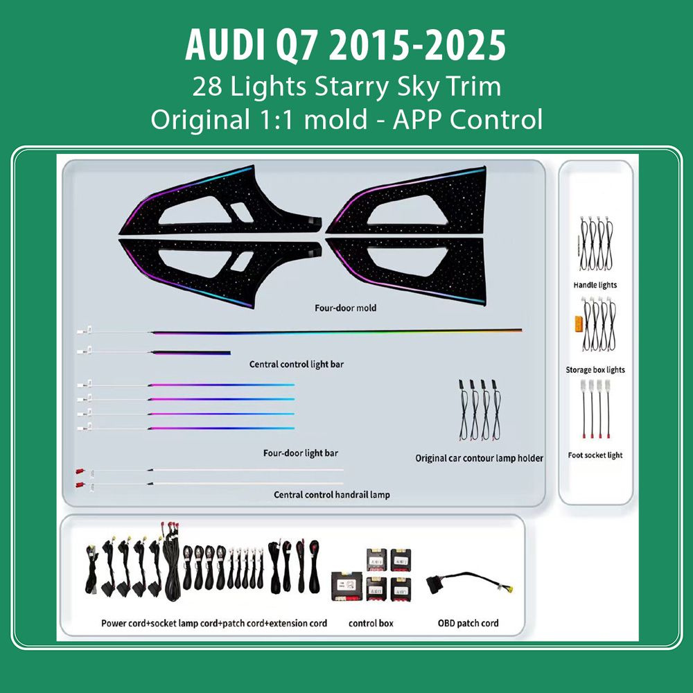AUDI_Q7_2015-25_Ambiernt_28_Lights_Starry_Sky_01 DIQ AMBIENT AUDI Q7 HC-AD05X TRIM (Digital iQ Ambient Light for Audi Q7 mod. 2015-2025 with 28 Lights, Starry Sky) - Image 1
