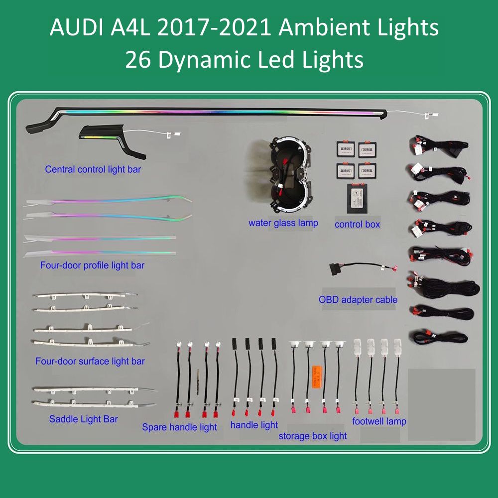Audi_A4_17-21_26L_DYN DIQ AMBIENT AUDI A4L LASER (8W) DYN mod. 2017-2021 (Digital iQ Ambient Light for Audi A4L mod. 2017-2025, 26 Lights) - Image 1