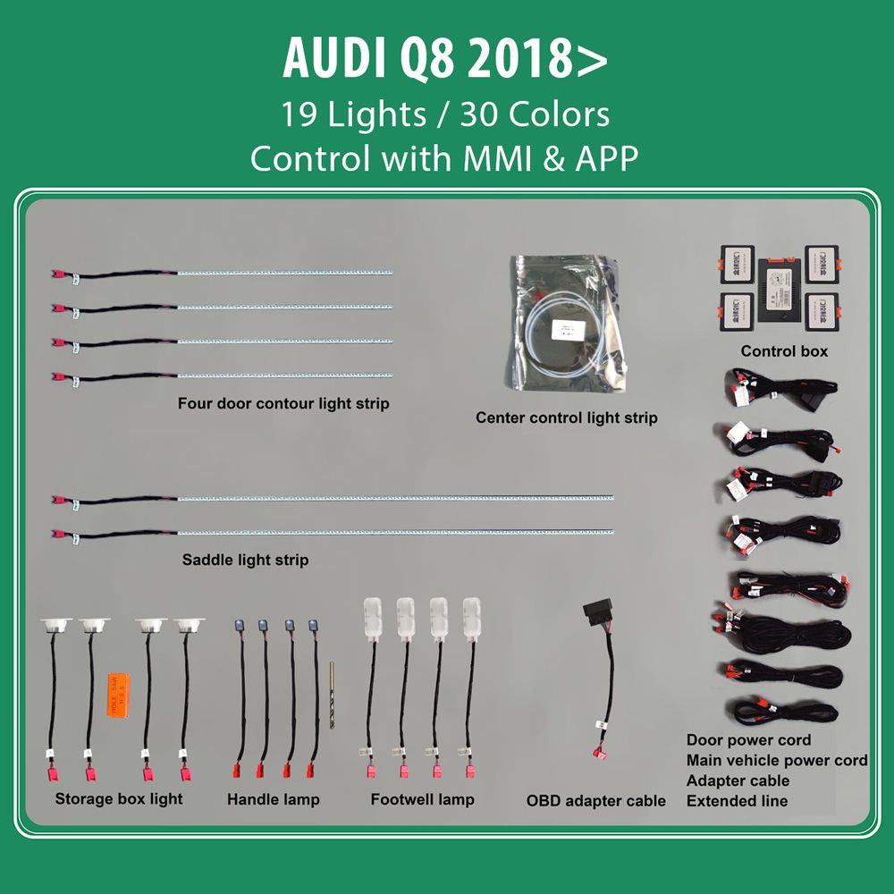 Audi_Q8_2018_Ambient_19_lights_01 DIQ AMBIENT HC-AD12-WX RGB (Digital iQ Ambient Light for Audi Q8 mod. 2018+ with 19 Lights) - Image 1