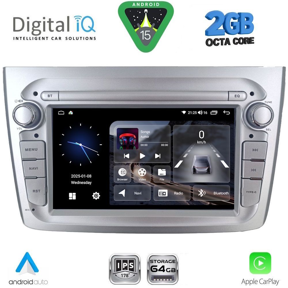 BLE357SL_15 DIGITAL IQ BLE 357SL_CPA (7" DECK) MULTIMEDIA SYSTEM for ALFA ROMEO MITO mod. 2008-2018 (SILVER) - Image 1