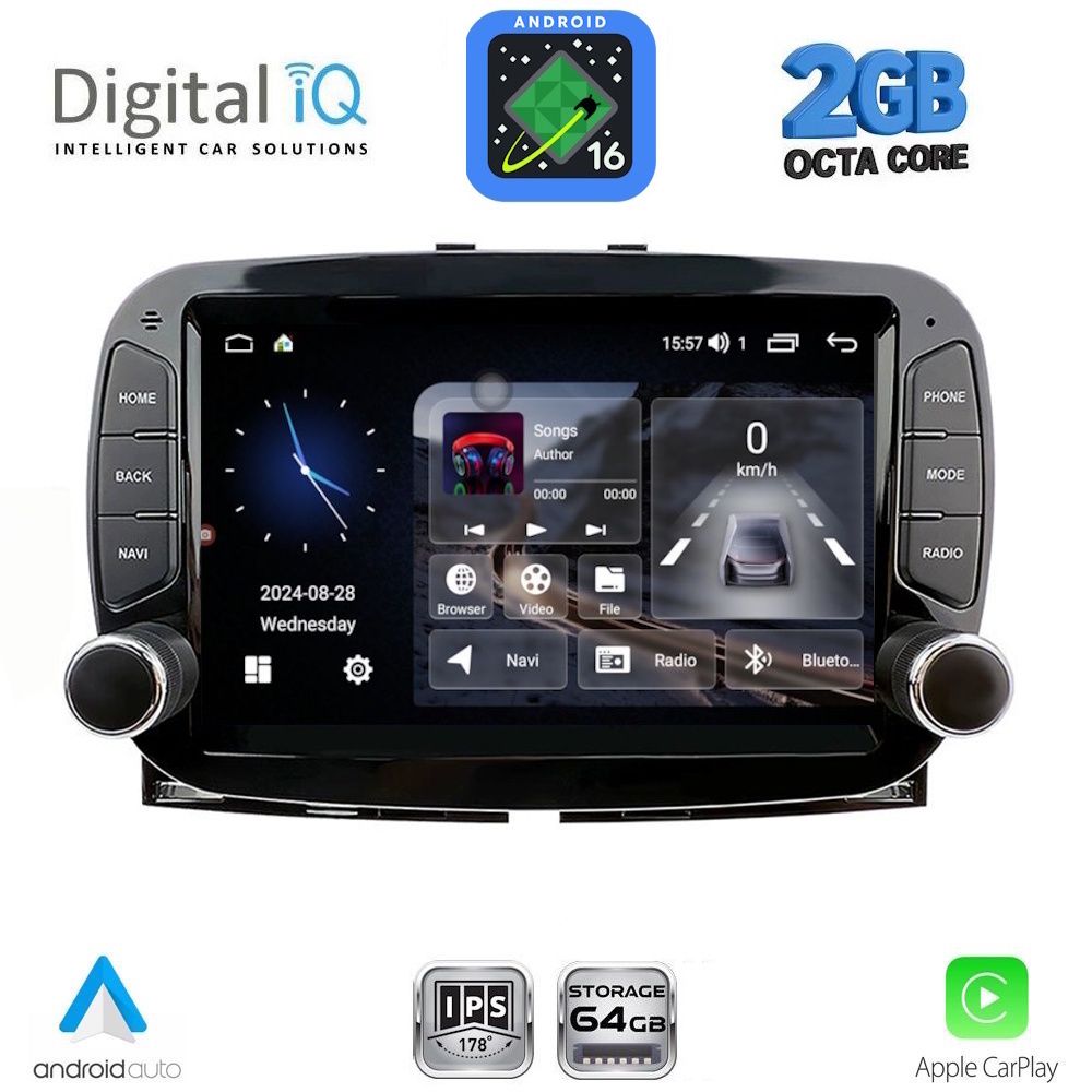 BLE398_16 DIGITAL IQ BLE 398_CPA (7" DECK) MULTIMEDIA SYSTEM for FIAT 500 mod. 2016-2025 - Image 1