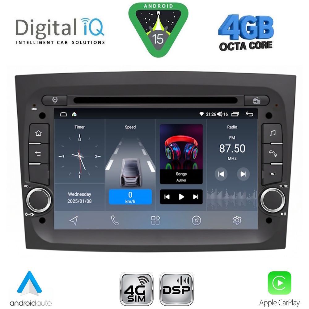 BLG438-15-1 DIGITAL IQ BLG 438_CPA (7" DECK) MULTIMEDIA SYSTEM for FIAT DOBLO mod. 2015-2022 - Image 1