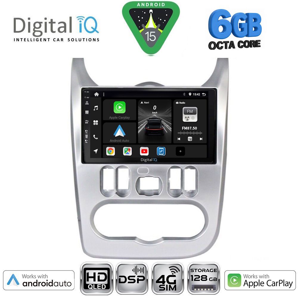 BXF17101-15 DIGITAL IQ BXF 17101SL_CPAA (9inc) MULTIMEDIA TABLET for DACIA DUSTER – LOGAN – SANDERO mod. 2006-2012 (SILVER) - Image 1