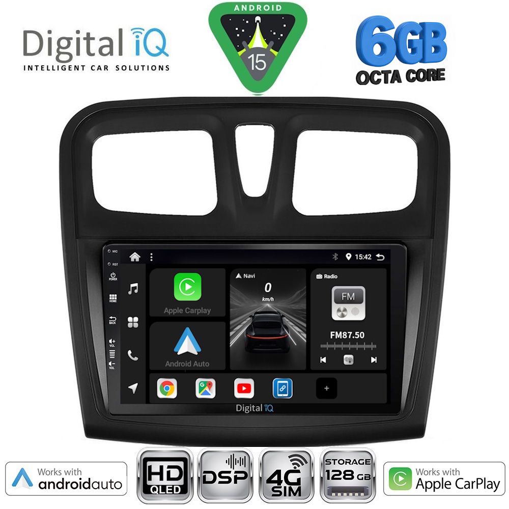 BXF17108SQ-15 DIGITAL IQ BXF 17108SQ_CPAA (9inc) MULTIMEDIA TABLET for DACIA LOGAN – SANDERO mod. 2012-2019 - Image 1