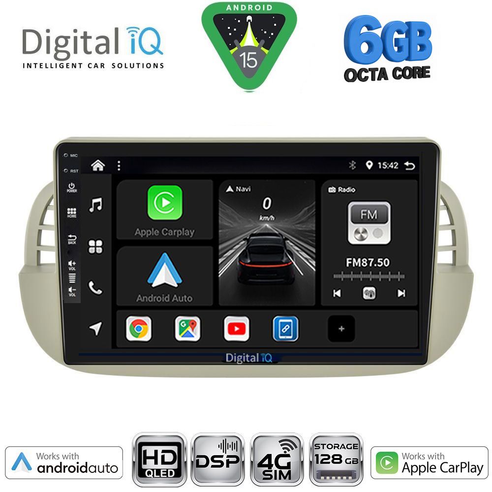 BXF17130BG-15 DIGITAL IQ BXF 17130BG_CPAA (9inc) MULTIMEDIA TABLET for FIAT 500 mod. 2007-2015 (BEIGE) - Image 1
