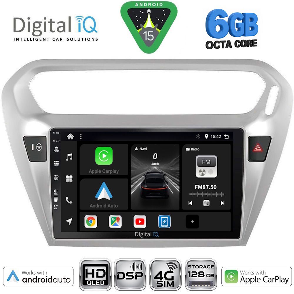BXF17511SL-15 DIGITAL IQ BXF 17511SL_CPAA (9inc) MULTIMEDIA TABLET for CITROEN ELYSEE – PEUGEOT 301 mod. 2013-2026 (SILVER) - Image 1