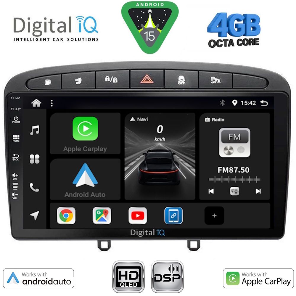 BXF6513BL-15 DIGITAL IQ BXF 16513BL_CPAA (9inc) MULTIMEDIA TABLET for PEUGEOT 308 mod. 2007-2012 - RCZ mod. 2009-2015 (BLACK) - Image 1