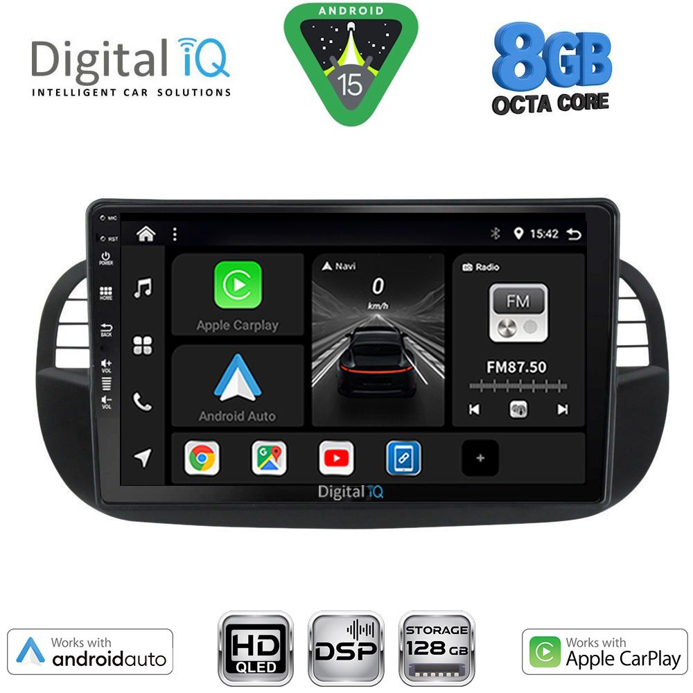 BXF7130BL_15 DIGITAL IQ BXF 18130BL_CPAA (9inc) MULTIMEDIA TABLET for FIAT 500 mod. 2007-2015 (BLACK) - Image 1