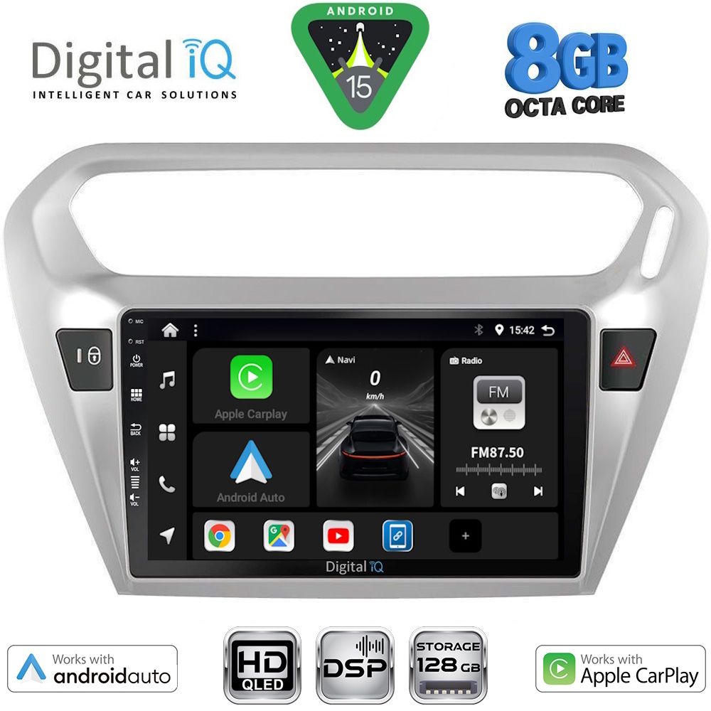 BXF7511SL-15 DIGITAL IQ BXF 18511SL_CPAA (9inc) MULTIMEDIA TABLET for CITROEN ELYSEE – PEUGEOT 301 mod. 2013-2026 (SILVER) - Image 1