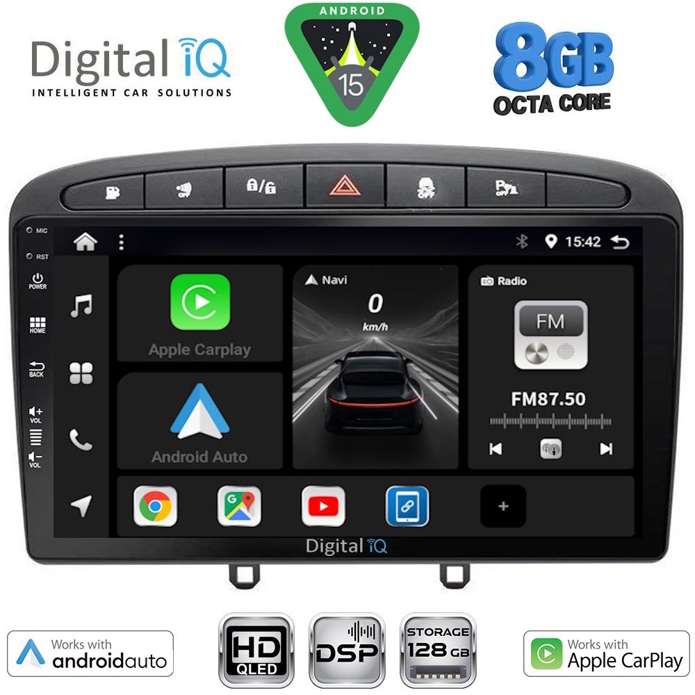 BXF7513BL-15 DIGITAL IQ BXF 18513BL_CPAA (9inc) MULTIMEDIA TABLET for PEUGEOT 308 mod.2007-2012 - RCZ mod. 2009-2015 (BLACK) - Image 1