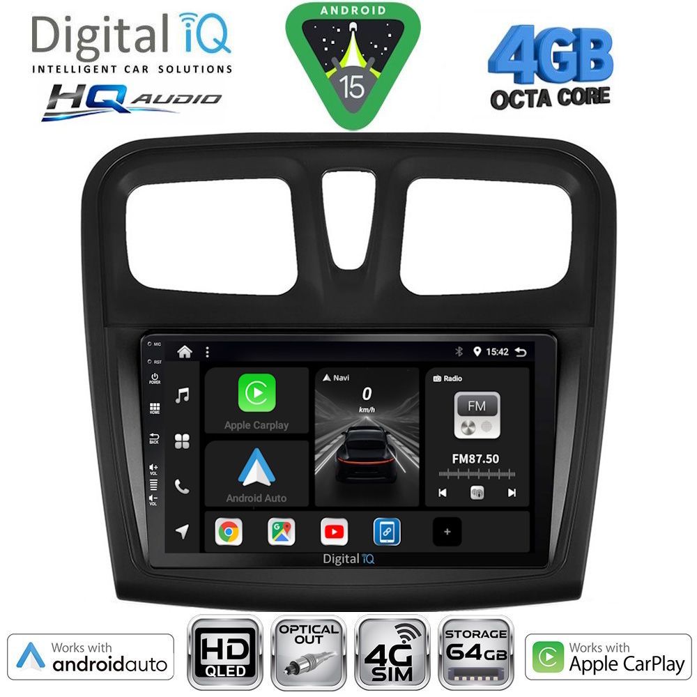 BXK19108SQ-15 DIGITAL IQ BXK 19108SQ_CPAA (9inc) MULTIMEDIA TABLET for DACIA LOGAN – SANDERO mod. 2012-2019 - Image 1