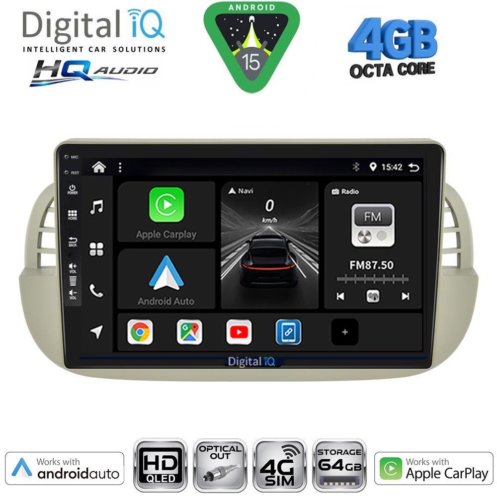 BXK19130BG-15 DIGITAL IQ BXK 19130BG_CPAA (9inc) MULTIMEDIA TABLET for FIAT 500 mod. 2007-2015 (BEIGE) - Image 1