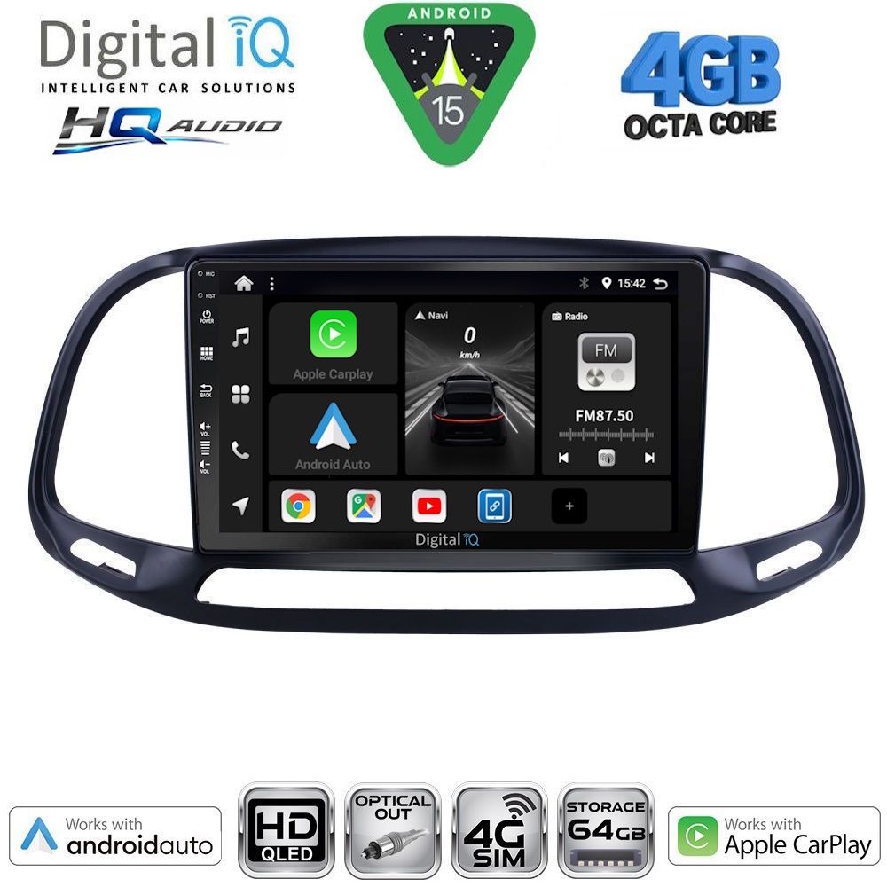 BXK19138-15 DIGITAL IQ BXK 19138_CPAA (9inc) MULTIMEDIA TABLET for FIAT DOBLO – OPEL COMBO mod. 2015-2018 - Image 1