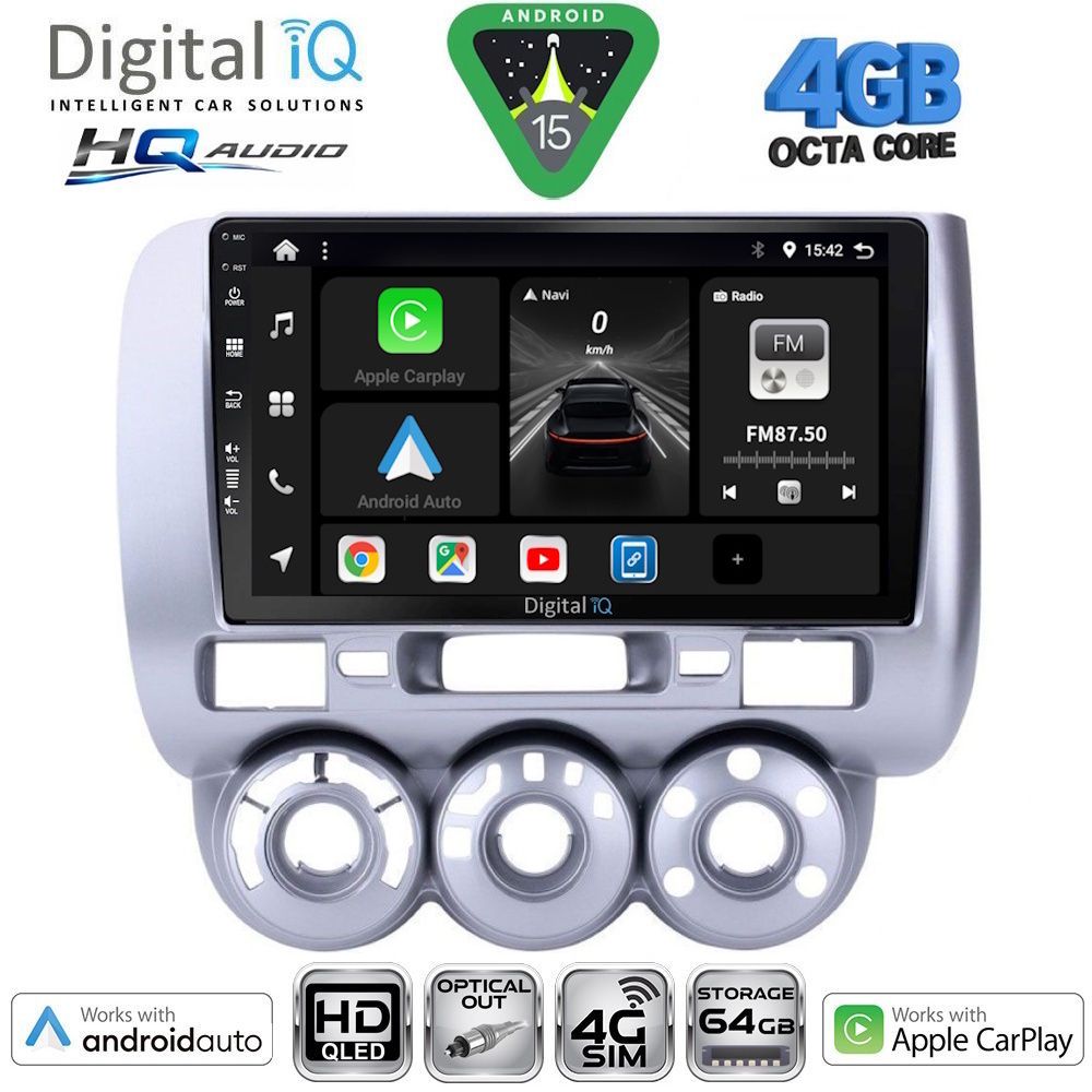 BXK19210-15 DIGITAL IQ BXK 19210_CPAA A/C (9inc) MULTIMEDIA TABLET for HONDA JAZZ mod. 2002-2008 - Image 1